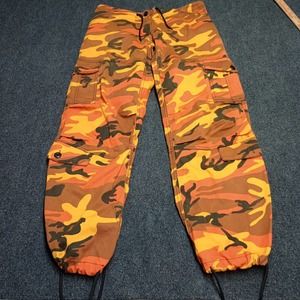 Rothco Camo Cargo Pants Women XXS Orange Camouflage Jogger Elastic Baggy Stretch